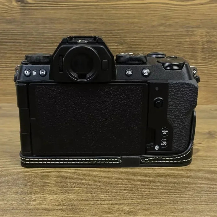 For Fujifilm X-S20 Camera PU Leather Bottom Case Battery Opening Design Half Body Cover with Hand Strap - Black - 5