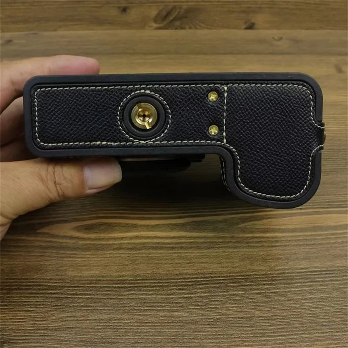 For Fujifilm X-S20 Camera PU Leather Bottom Case Battery Opening Design Half Body Cover with Hand Strap - Black - 6