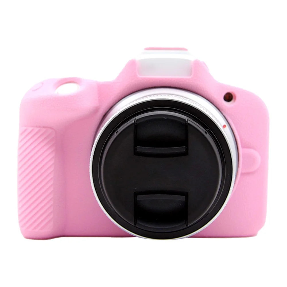For Canon EOS R50 Litchi Texture Protective Cover Soft Silicone Camera Anti-drop Sleeve - Pink - 1