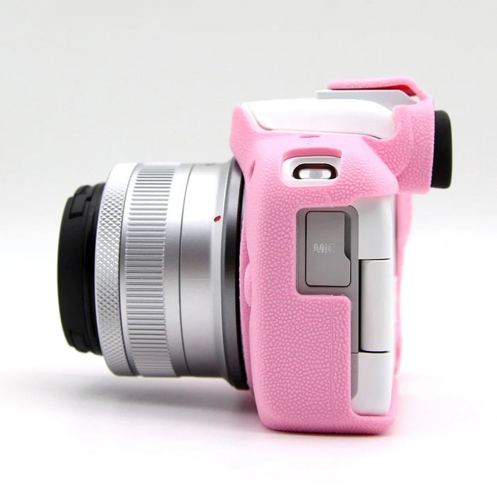 For Canon EOS R50 Litchi Texture Protective Cover Soft Silicone Camera Anti-drop Sleeve - Pink - 3