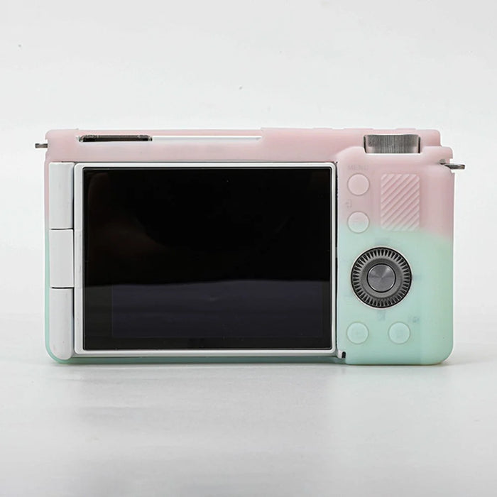 For Sony ZV-E10 Camera Protector Silicone Case Anti-Scratch Sleeve Cover - Pink+Green - 5