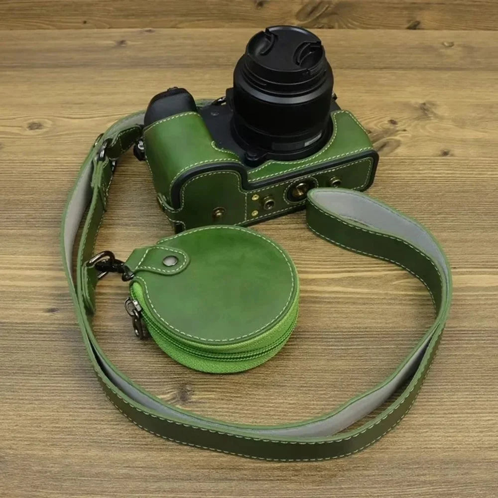 For Fujifilm X-S20 Detachable PU Leather Camera Bag Battery Opening Anti-scratch Case with Lens Bag - Green - 3