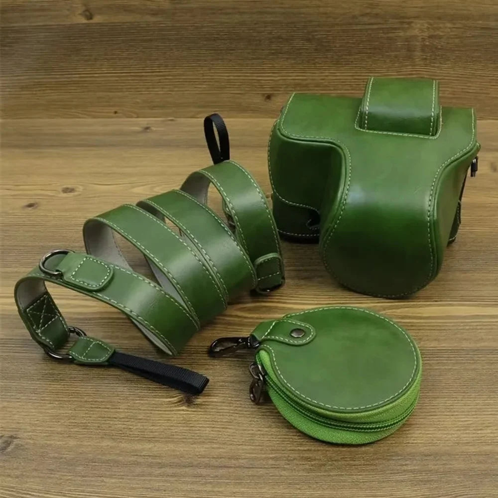 For Fujifilm X-S20 Detachable PU Leather Camera Bag Battery Opening Anti-scratch Case with Lens Bag - Green - 4