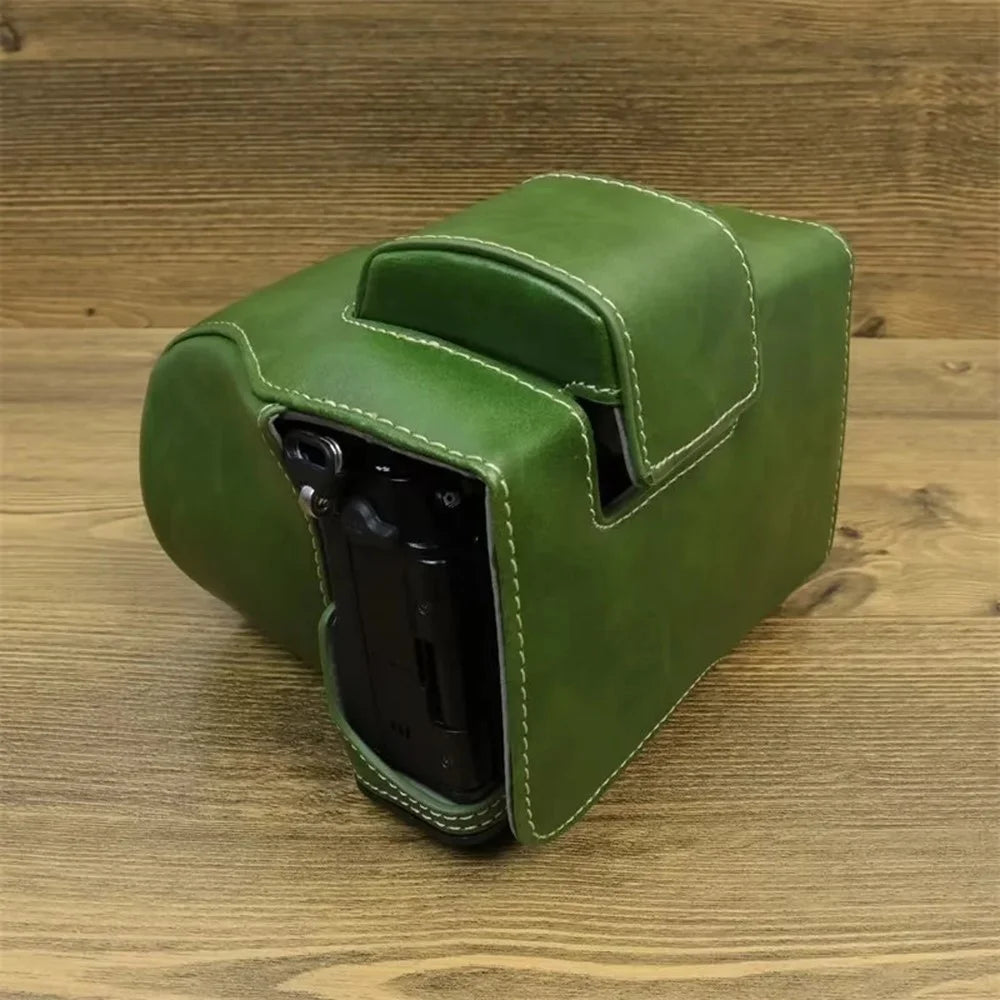 For Fujifilm X-S20 Detachable PU Leather Camera Bag Battery Opening Anti-scratch Case with Lens Bag - Green - 7