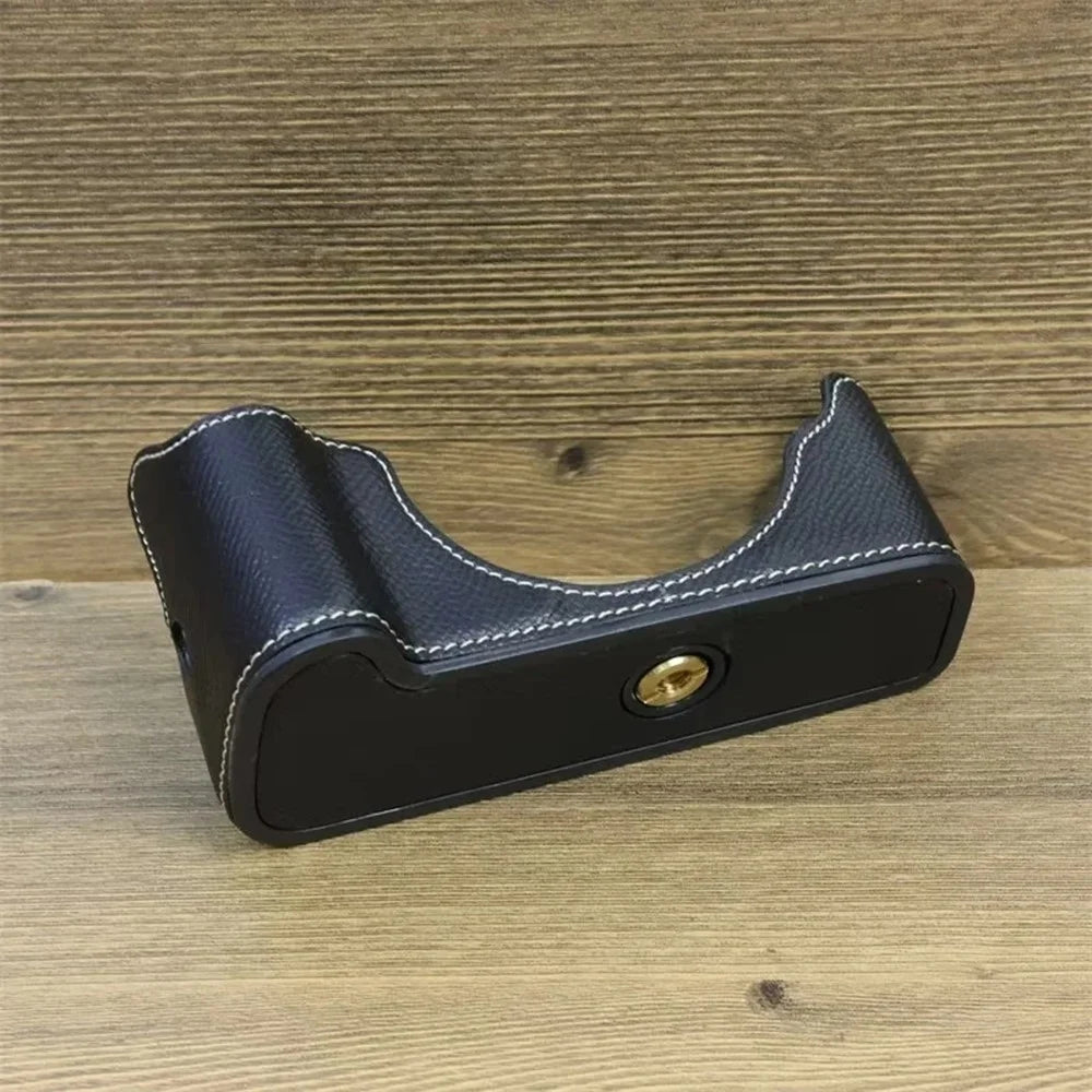 For Canon EOS M50 Mark II PU Leather Bottom Case Half Body Camera Protection Cover - Black - 7