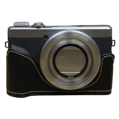 For Canon PowerShot G7 X Mark II / G7 X Mark III Leather Camera Case Half Body Protective Cover - Black - 1