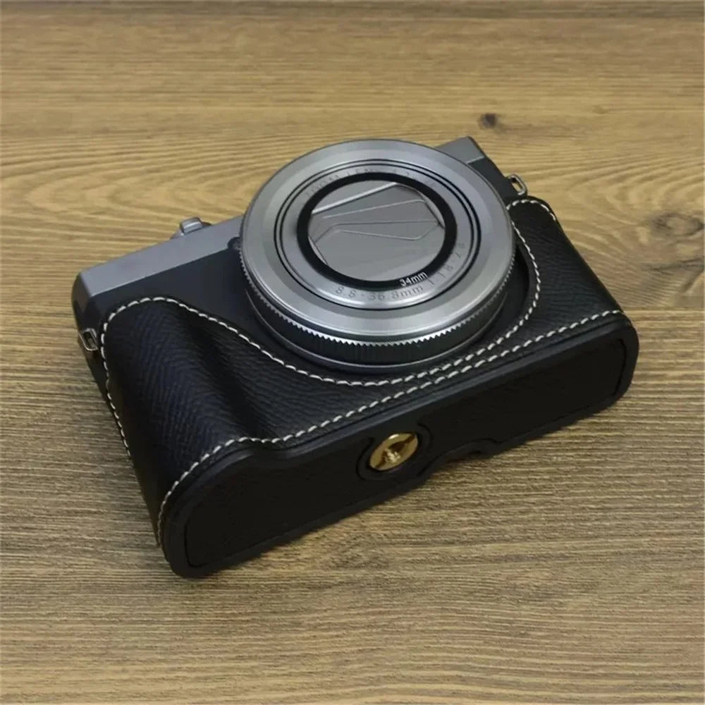 For Canon PowerShot G7 X Mark II / G7 X Mark III Leather Camera Case Half Body Protective Cover - Black - 3