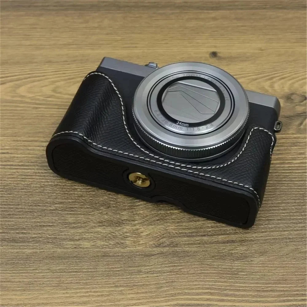 For Canon PowerShot G7 X Mark II / G7 X Mark III Leather Camera Case Half Body Protective Cover - Black - 4