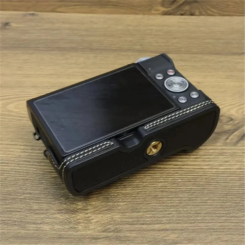 For Canon PowerShot G7 X Mark II / G7 X Mark III Leather Camera Case Half Body Protective Cover - Black - 5