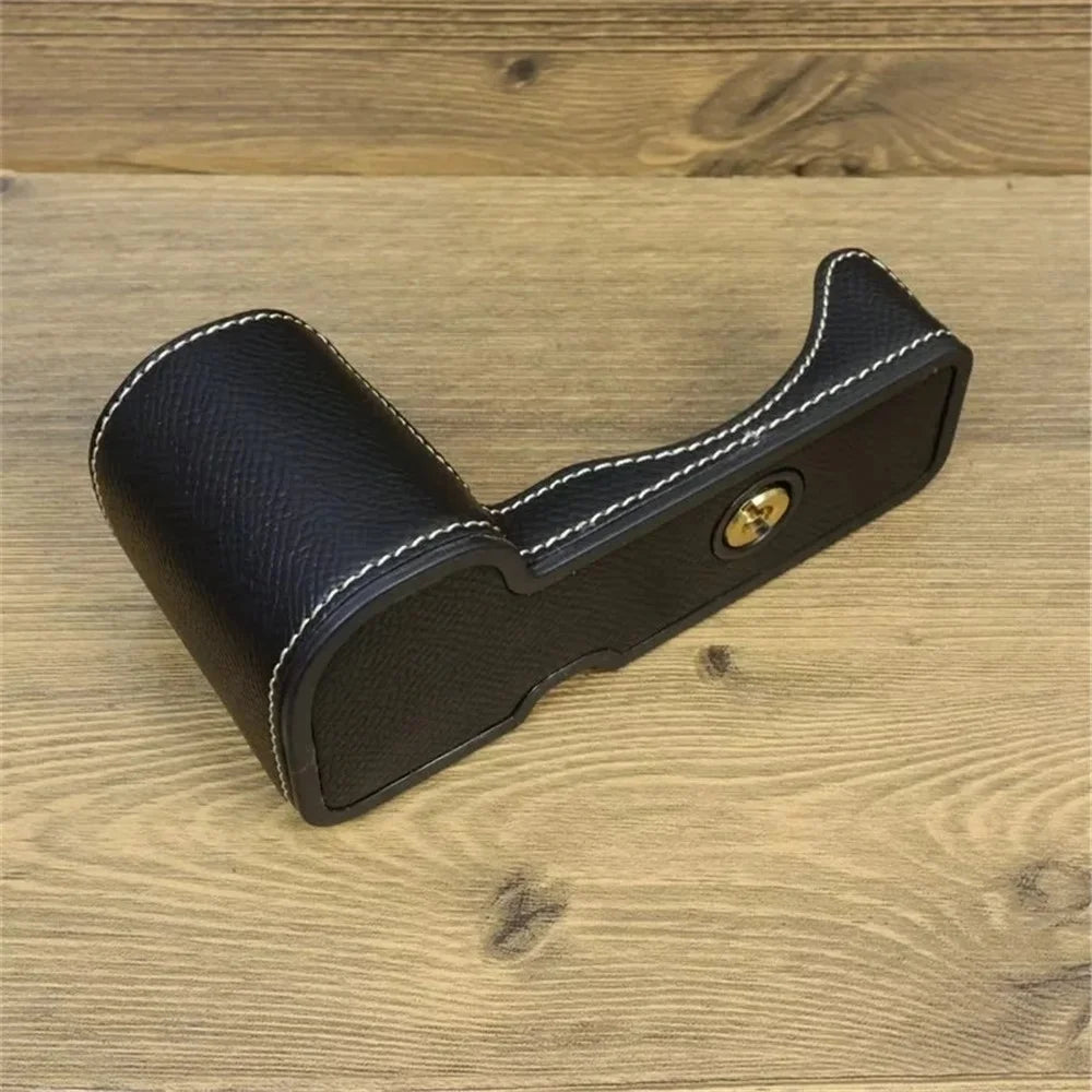 For Sony ZV-E10 PU Leather Camera Case Half Body Scratch Resistant Protective Cover - Black - 7