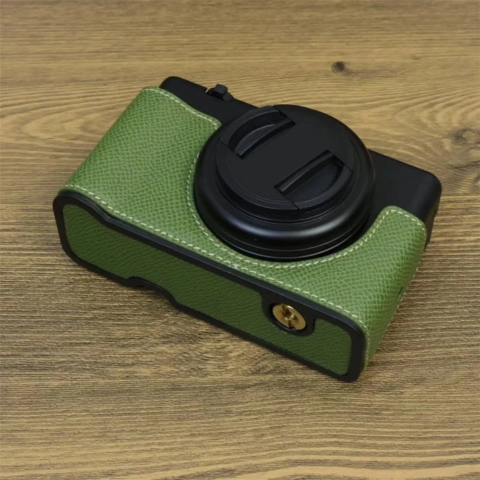For Sony ZV-1 II / ZV-1F Camera Case PU Leather Half Body Protective Cover with Screw - Green - 5