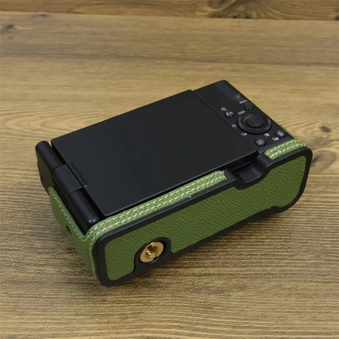 For Sony ZV-1 II / ZV-1F Camera Case PU Leather Half Body Protective Cover with Screw - Green - 6