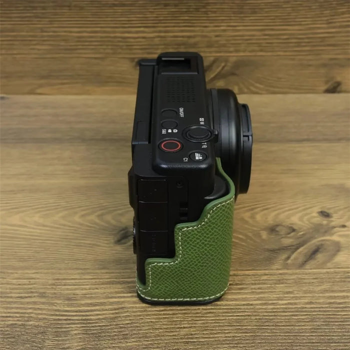 For Sony ZV-1 II / ZV-1F Camera Case PU Leather Half Body Protective Cover with Screw - Green - 7