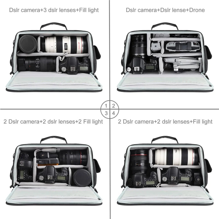PULUZ PU5016B Digital Camera Handbag Crossbody Bag Padded Dividers SLR Camera Shoulder Bag - 3