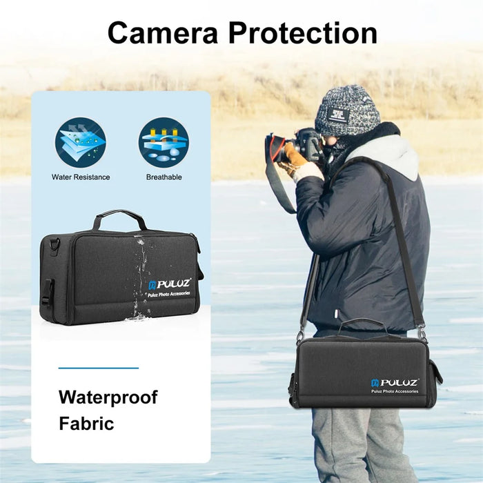 PULUZ PU5016B Digital Camera Handbag Crossbody Bag Padded Dividers SLR Camera Shoulder Bag - 4