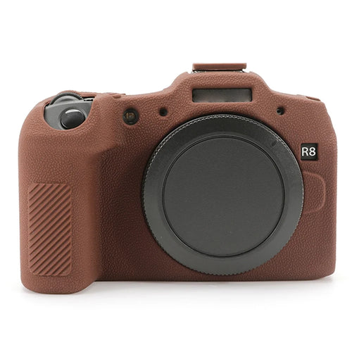 For Canon EOS R8 Soft Silicone Anti-scratch Case Litchi Texture Camera Protective Cover - Coffee - 1
