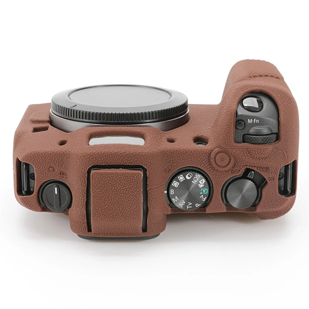 For Canon EOS R8 Soft Silicone Anti-scratch Case Litchi Texture Camera Protective Cover - Coffee - 3