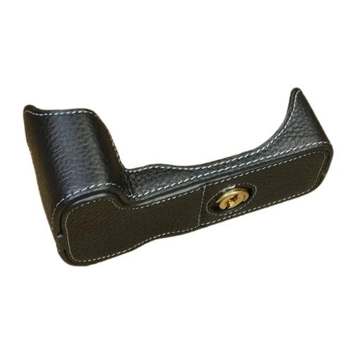 For Canon EOS 200D / 200D II Genuine Cow Leather Camera Case Dustproof Cover with Screw - Black - 1