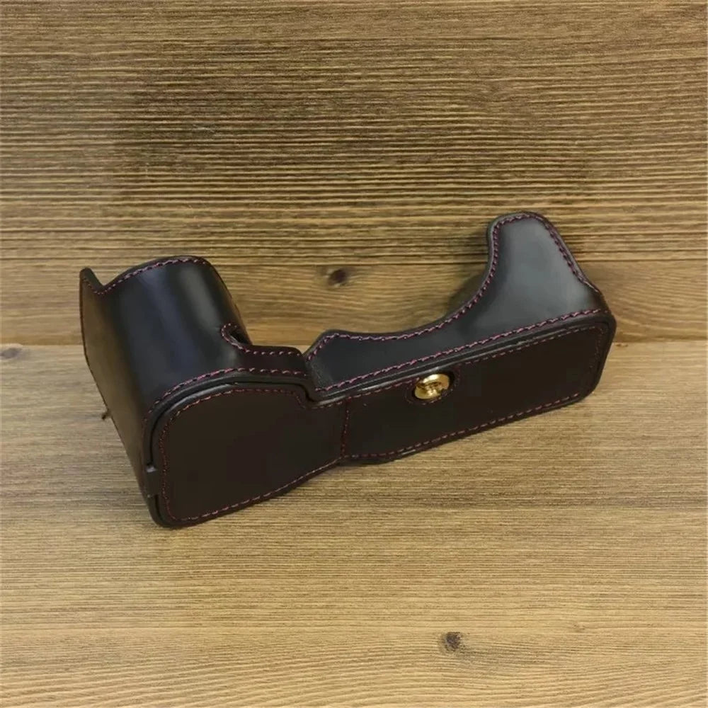 For Sony A7C II / A7CR PU Leather Camera Bottom Cover Screw Design Half Body Case Anti-Scratch Protector - Black - 5