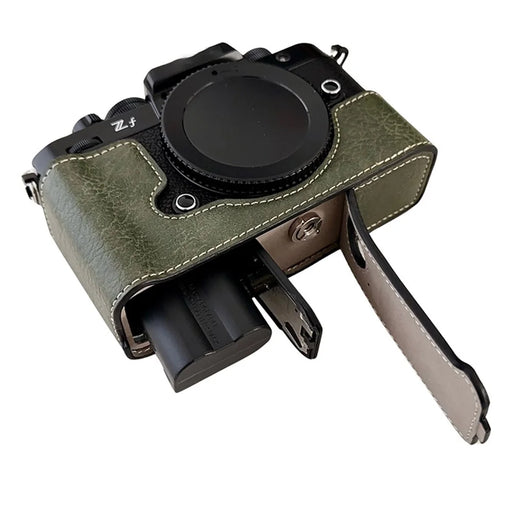 Camera Cover for Nikon Zf Half Body Buffalo Texture PU Leather Bottom Case - Green - 2
