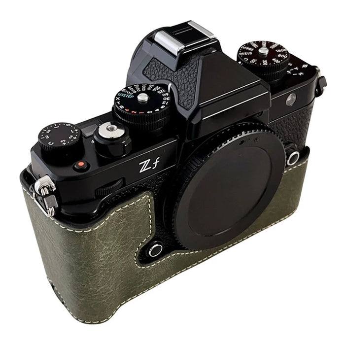 Camera Cover for Nikon Zf Half Body Buffalo Texture PU Leather Bottom Case - Green - 3