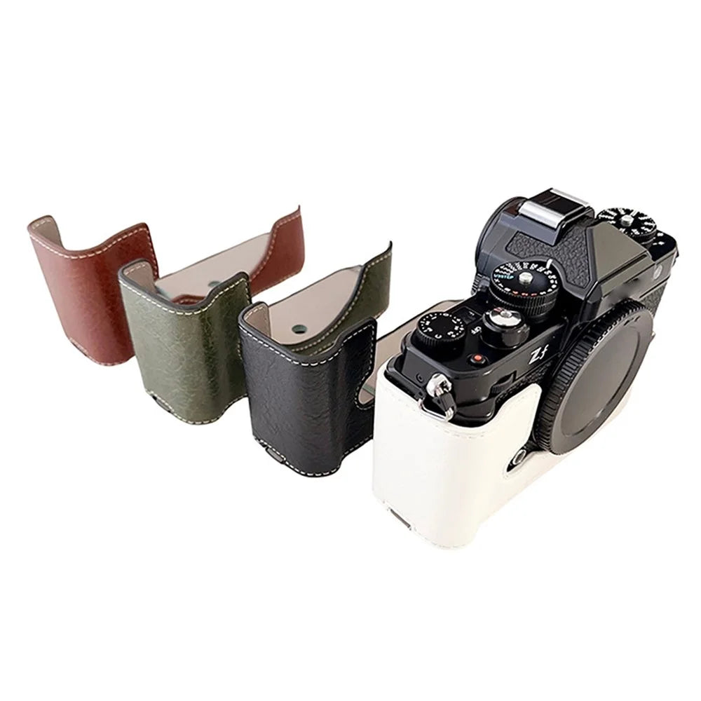 Camera Cover for Nikon Zf Half Body Buffalo Texture PU Leather Bottom Case - Green - 4
