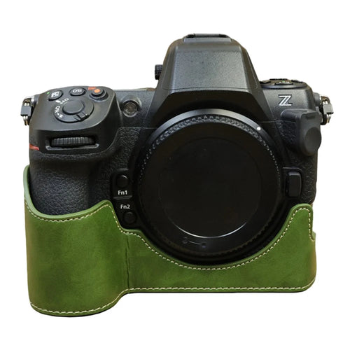 For Nikon Z8 PU Leather Bottom Case Anti-scratch Half Body Camera Cover with Battery Opening - Green - 1