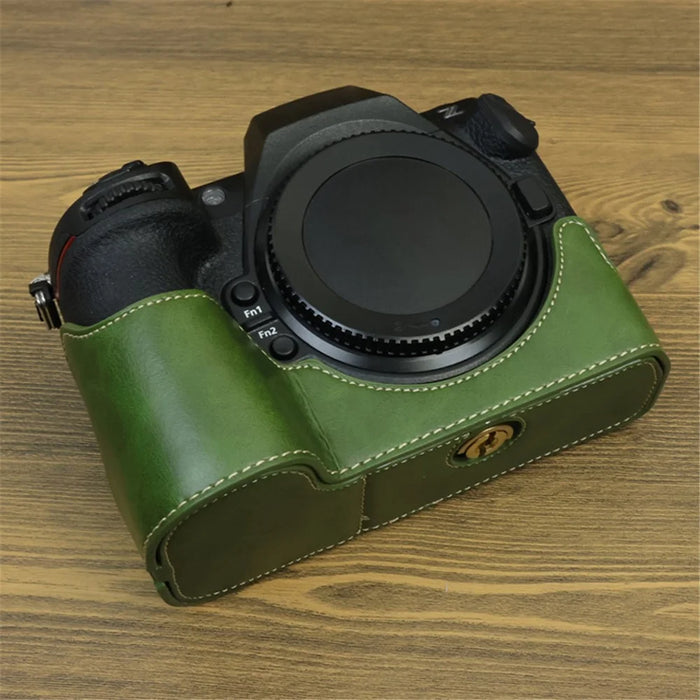 For Nikon Z8 PU Leather Bottom Case Anti-scratch Half Body Camera Cover with Battery Opening - Green - 2