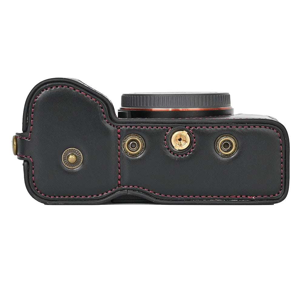 For Sony A7C II / A7CR Detachable Camera Bag PU Leather Battery Opening Case with Lens Bag - Black - 4