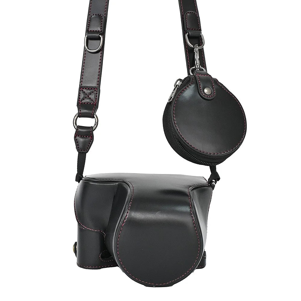 For Sony A7C II / A7CR Detachable Camera Bag PU Leather Battery Opening Case with Lens Bag - Black - 5