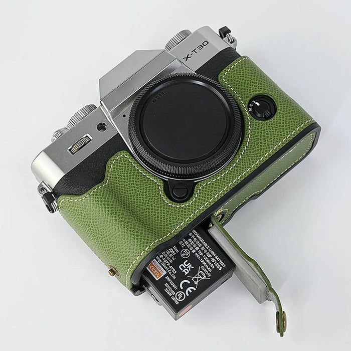 For Fujifilm XT10 / XT20 / XT30 / XT30 II PU Leather Camera Case Bottom Half-Body Protective Case with Hand Grip - Green - 2