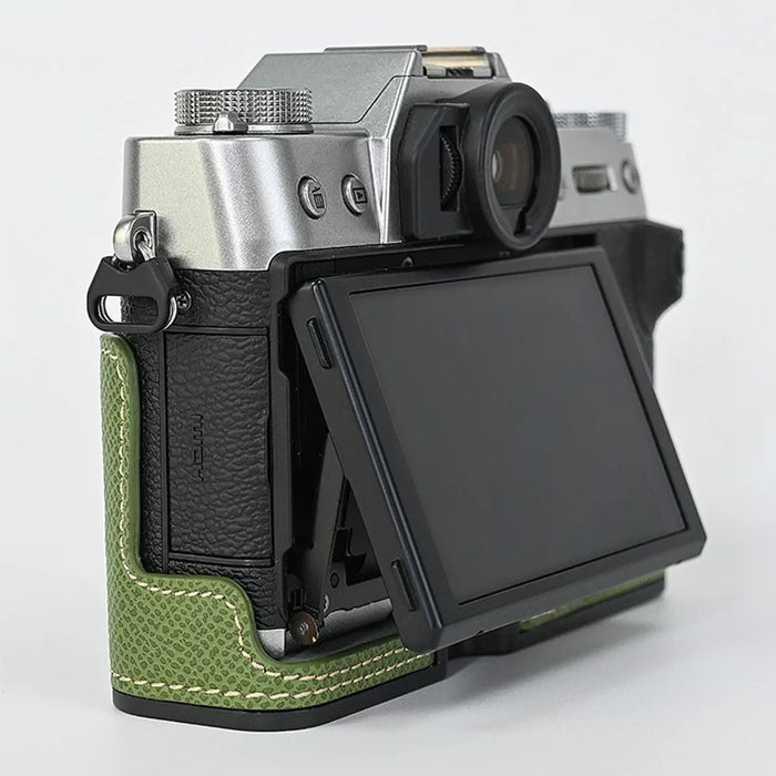For Fujifilm XT10 / XT20 / XT30 / XT30 II PU Leather Camera Case Bottom Half-Body Protective Case with Hand Grip - Green - 4
