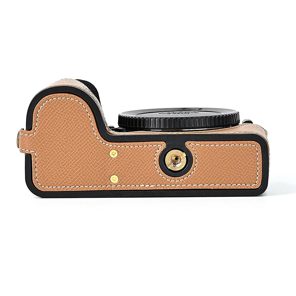 For Nikon Z30 / Z50 Battery Opening Design PU Leather Camera Cover Palm Texture Half Body Bottom Case with Wrist Strap - Khaki - 5
