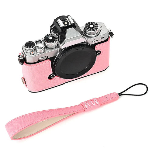 Leather Camera Case For Nikon ZFC Bottom Half-Body Camera Cover Anti-Scratch Protector with Hand Grip - Pink - 1