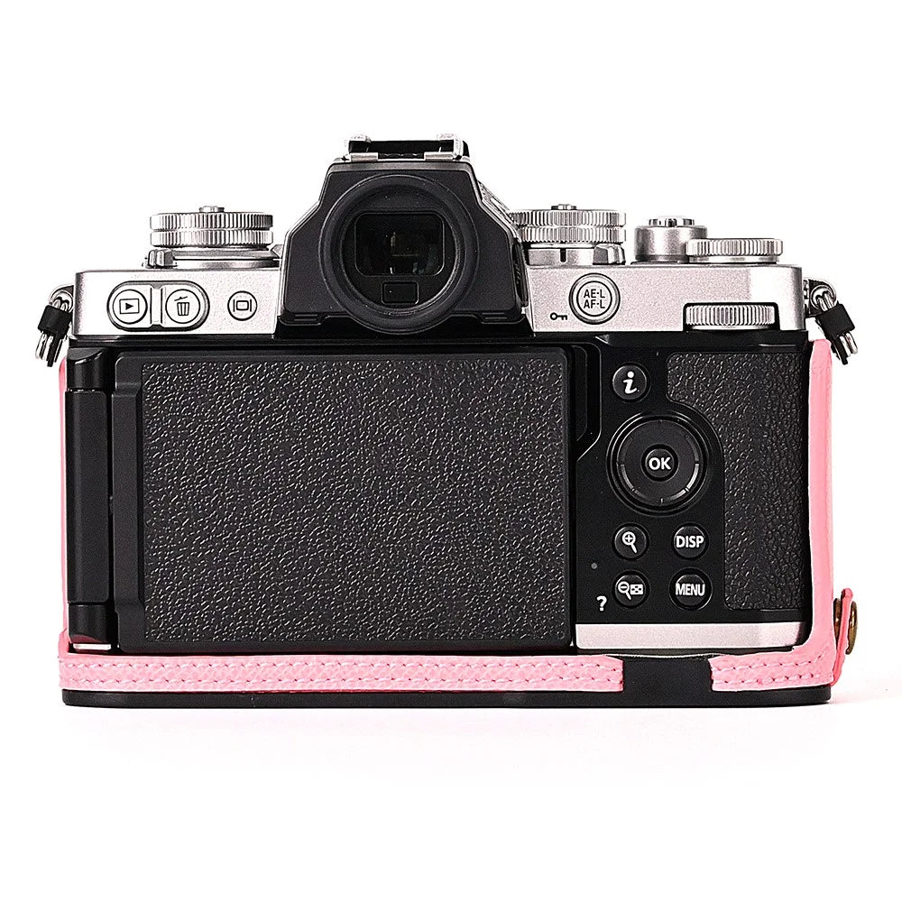 Leather Camera Case For Nikon ZFC Bottom Half-Body Camera Cover Anti-Scratch Protector with Hand Grip - Pink - 3