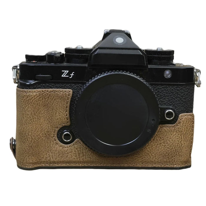 For Nikon ZF PU Leather Camera Bag Battery Opening Anti-drop Protective Case - Khaki - 1