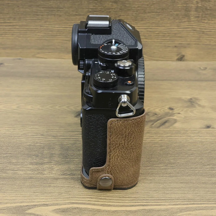 For Nikon ZF PU Leather Camera Bag Battery Opening Anti-drop Protective Case - Khaki - 5