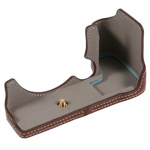 For Canon EOS R10 PU Leather Protective Case Half Body Camera Cover with Battery Opening - Brown - 1