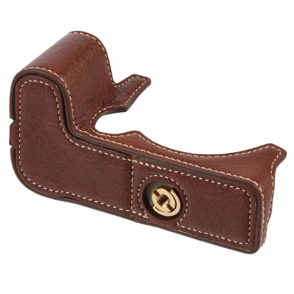 For Canon EOS R10 PU Leather Protective Case Half Body Camera Cover with Battery Opening - Brown - 3