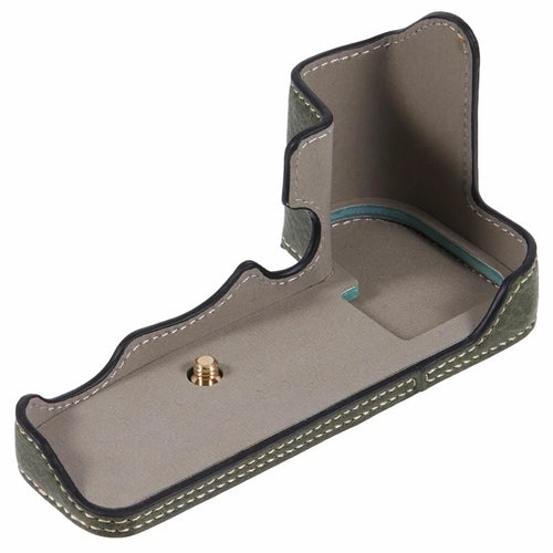 For Canon R5 / R6 / R6 Mark II Protective PU Leather Half Camera Case Bottom Half-Body Protective Cover - Green - 1