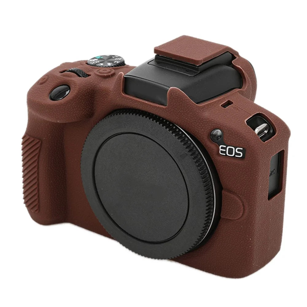 For Canon EOS R50 Silicone Protective Case Soft Anti-collision Camera Cover - Coffee - 1