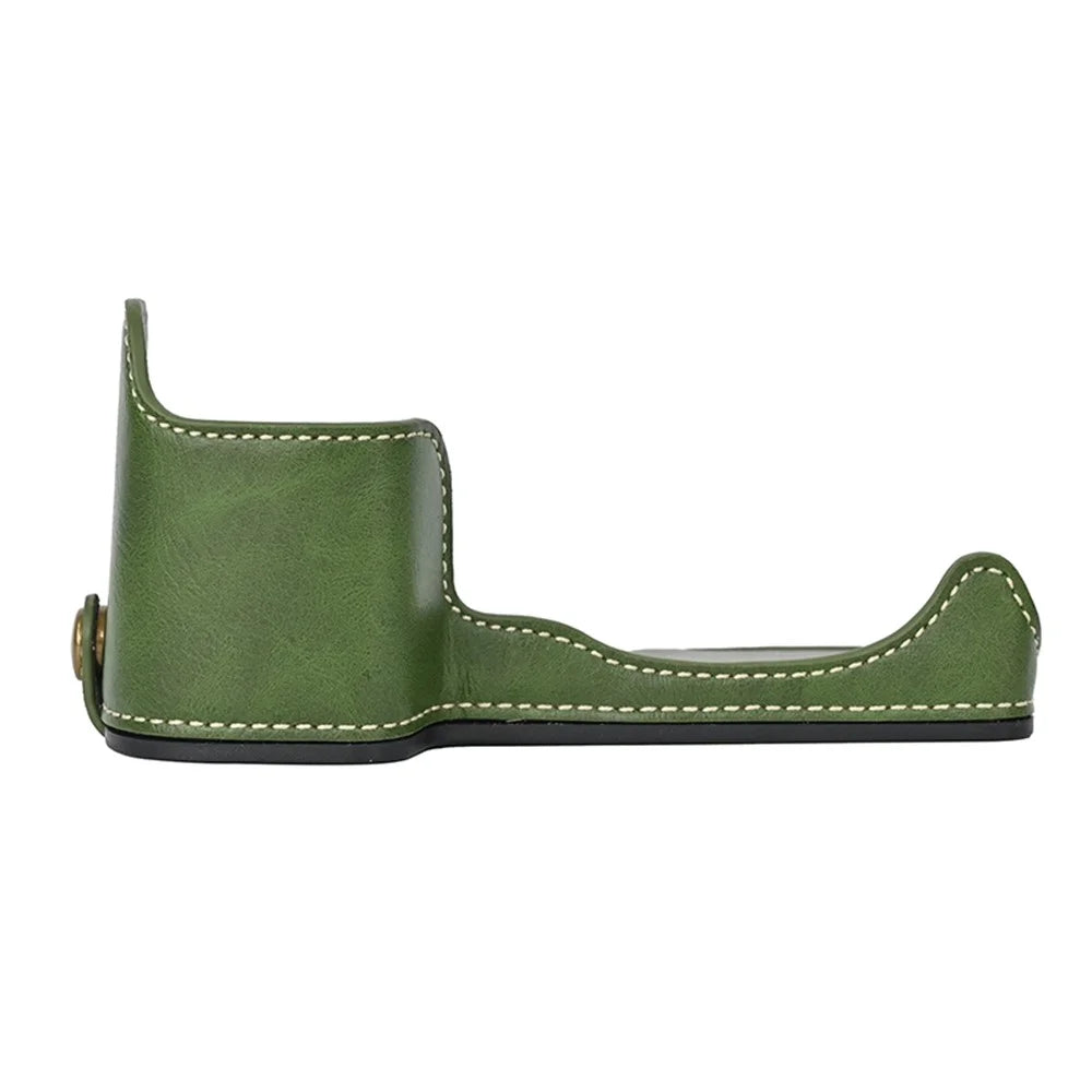 Camera Cover for Sony A6400 / A6300 / A6100 / A6000 Battery Opening Design PU Leather Half Body Bottom Case with Wrist Strap - Green - 6