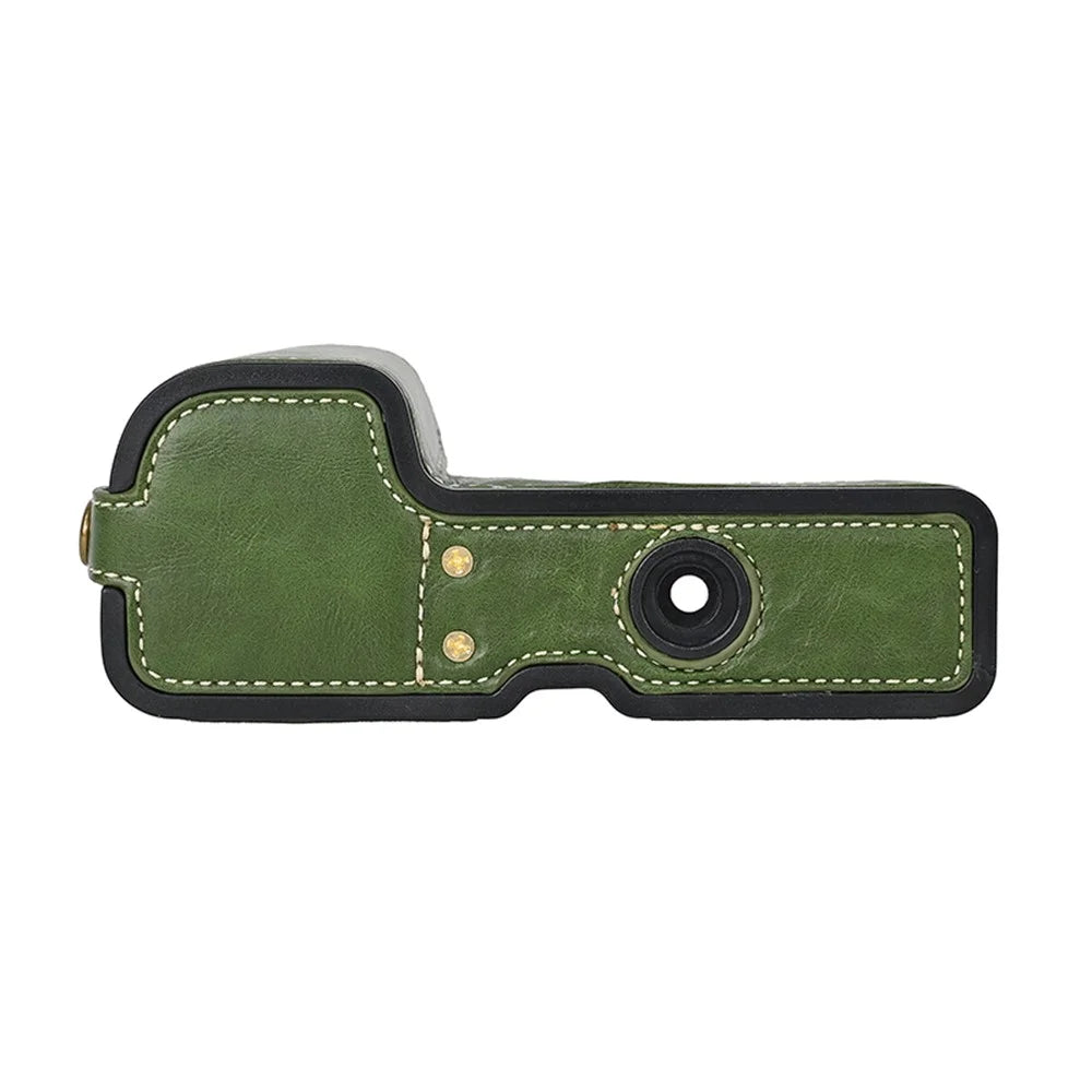 Camera Cover for Sony A6400 / A6300 / A6100 / A6000 Battery Opening Design PU Leather Half Body Bottom Case with Wrist Strap - Green - 7