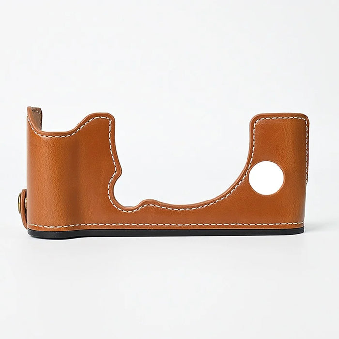 For Fuji XT10 / XT20 / XT30 / XT30 II Leather Camera Case Bottom Half-Body Camera Protective Cover with Strap - Brown - 6