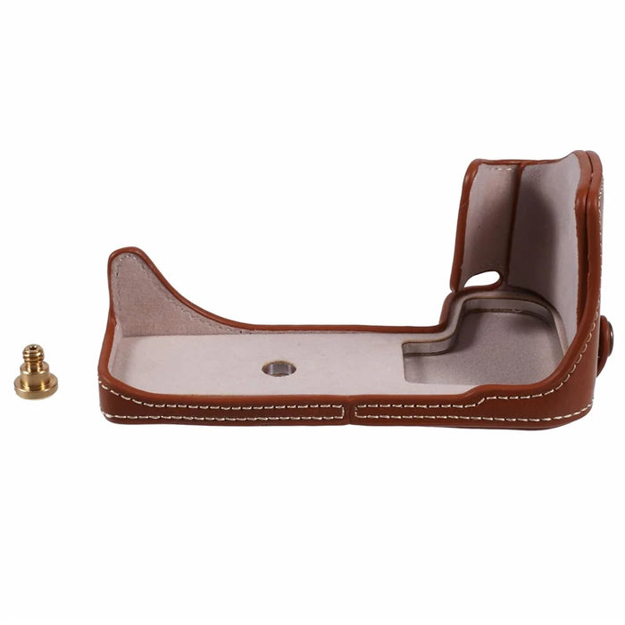 For Canon EOS R10 PU Leather Camera Bottom Cover Screw Design Half Body Case - Brown - 3
