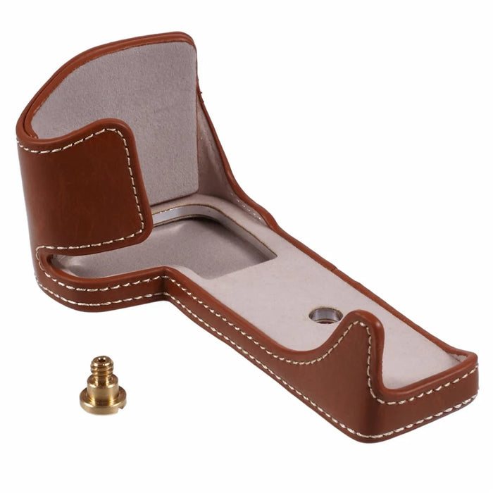 For Canon EOS R10 PU Leather Camera Bottom Cover Screw Design Half Body Case - Brown - 5
