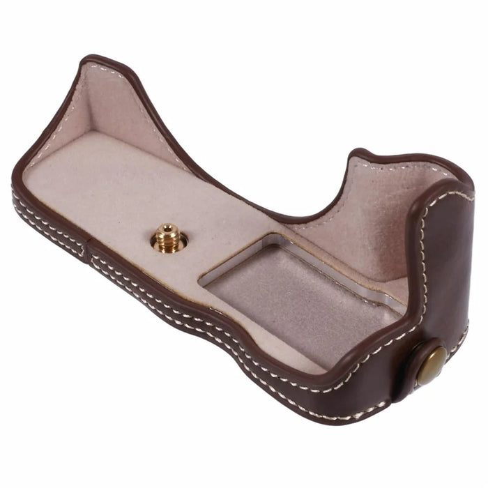 For Canon EOS R50 / R100 Camera Half Body Case PU Leather Bottom Cover with Screw - Coffee - 3