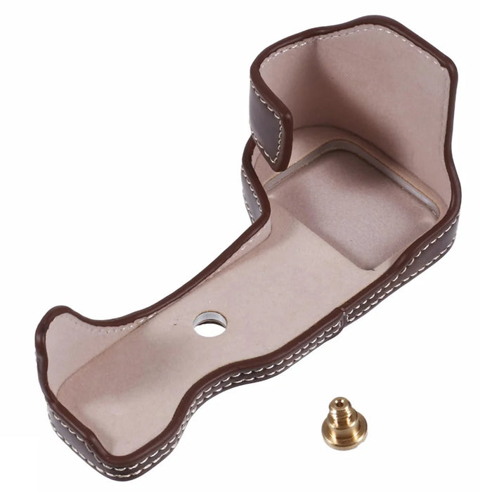 For Nikon Z 30 / Z 50 Anti-Scratch Camera Bottom Cover Screw Design PU Leather Half Body Case - Coffee - 1