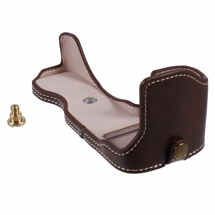 For Nikon Z 30 / Z 50 Anti-Scratch Camera Bottom Cover Screw Design PU Leather Half Body Case - Coffee - 2