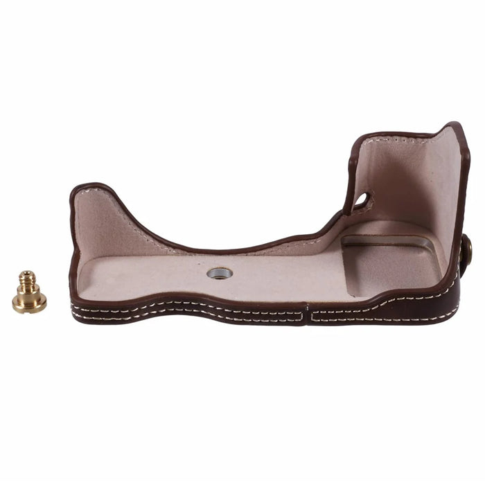 For Nikon Z 30 / Z 50 Anti-Scratch Camera Bottom Cover Screw Design PU Leather Half Body Case - Coffee - 3